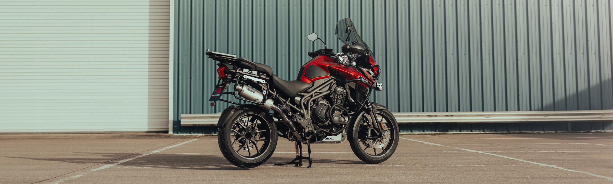 Lextek Matt Stainless Steel OP1 350mm Exhaust with Link Pipe for Triumph Explorer 1200 (12-18)