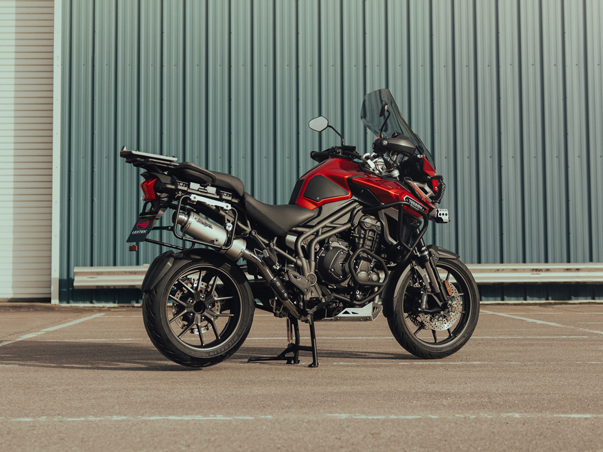 Lextek Matt Stainless Steel OP1 350mm Exhaust with Link Pipe for Triumph Explorer 1200 (12-18)