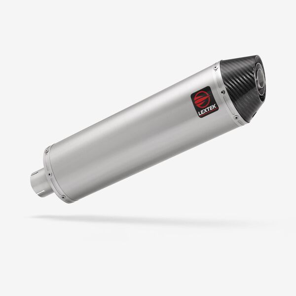 Lextek Left Matt Stainless Steel RP1L Exhaust Silencer 400mm with Carbon Tip 51mm