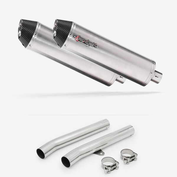 Lextek Stainless Steel RP1 Gloss Oval Exhaust 400mm with Link Pipes