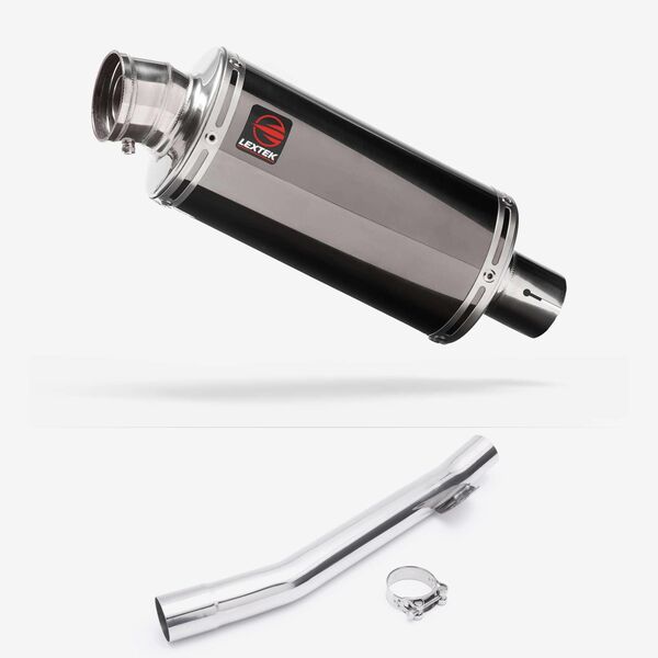 Lextek OP16 Dark Tint Stainless Exhaust 250mm with Link Pipe for Suzuki GSF 600 Bandit (95-06)