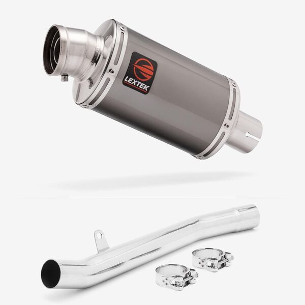Lextek Smoked Stainless Steel OP15 200mm Exhaust with Link Pipe for Suzuki GSF1200 Bandit (96-06)