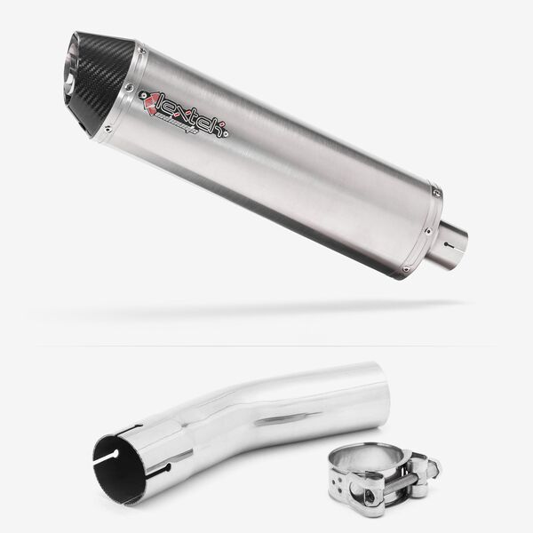 Lextek Stainless Steel RP1 Gloss Oval Exhaust 400mm with Link Pipe for Lexmoto LXR 125 & 380
