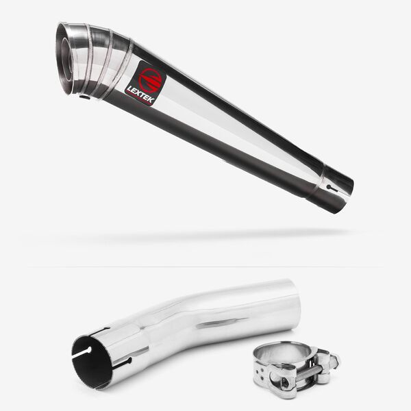 Lextek Stainless Steel MP4 Megaphone Exhaust 300mm with Link Pipe for Lexmoto LXR 125 & 380