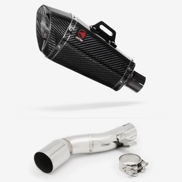 Lextek XP8C Carbon Fibre Exhaust 210mm with Link Pipe for Honda NC700/X (12-13) NC750/X (14-20)