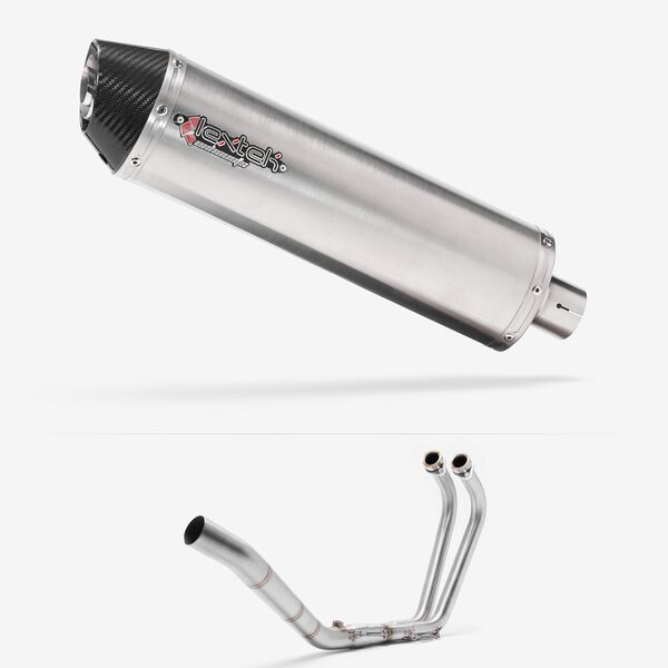 Lextek RP1 Gloss S/Steel Oval Exhaust System 400mm for Yamaha MT-03 (16-) & YZF R3 (15-)