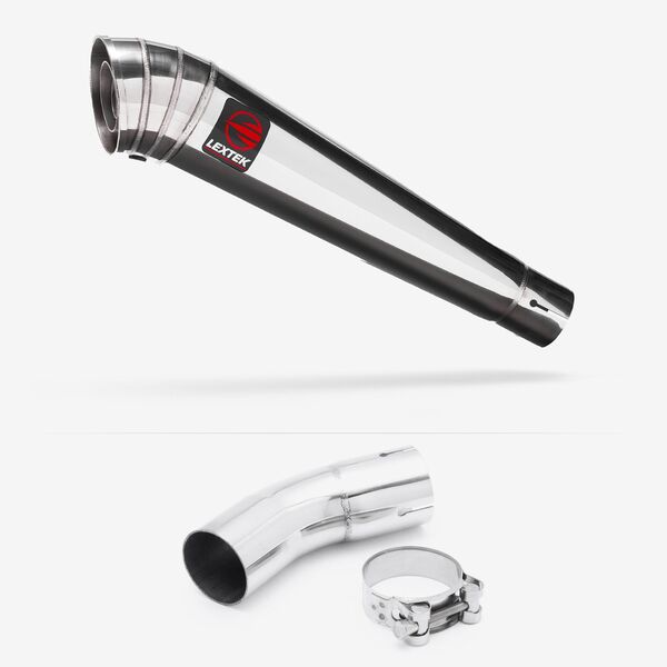 Lextek Stainless Steel MP4 Megaphone Exhaust 300mm with Link Pipe for Kawasaki Z900 RS (18-23)