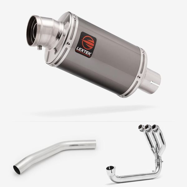 Lextek Smoked Stainless Steel OP15 200mm Exhaust System for Triumph Tiger 800 (10-21)