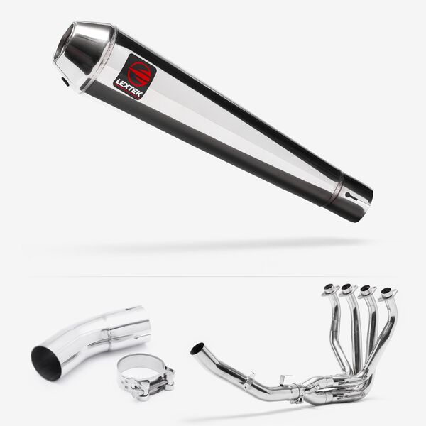 Lextek Polished Stainless Steel AC1 Classic Exhaust System 350mm for Kawasaki Z900 RS (18-23)