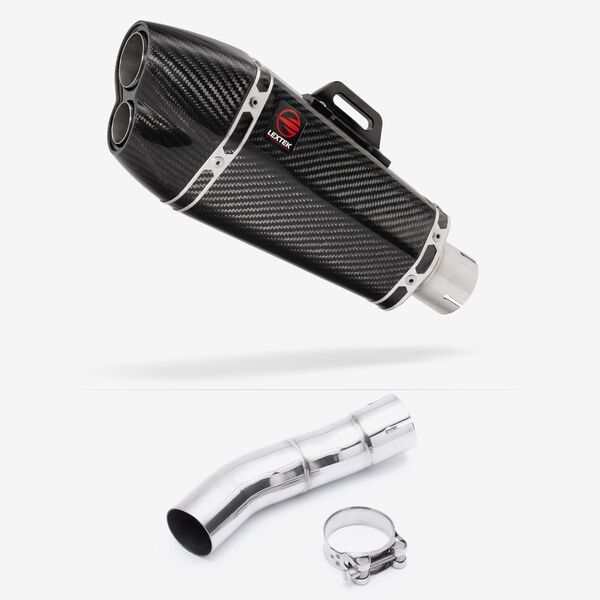 Lextek Carbon Fibre XP13C 210mm Exhaust with Link Pipe for Triumph Street Triple 675 (13-17)