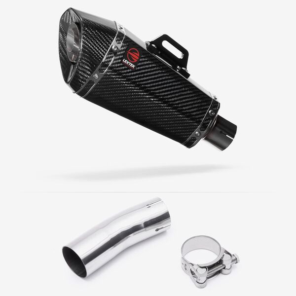 Lextek XP8C Carbon Fibre Exhaust 210mm with Link Pipe for Kawasaki Ninja 400 & Z400 (18-20)