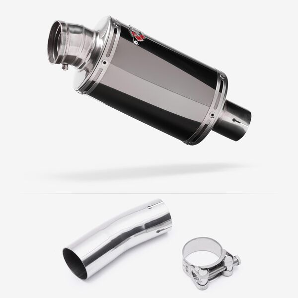 Lextek OP15 Dark Tint Stainless Exhaust 200mm with Link Pipe for Kawasaki Ninja 400 & Z400 (18-24)