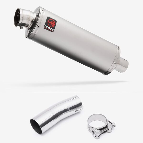 Lextek Stainless Steel OP1 Matt Exhaust 350mm with Link Pipe for Kawasaki Ninja 400 & Z400 (18-24)