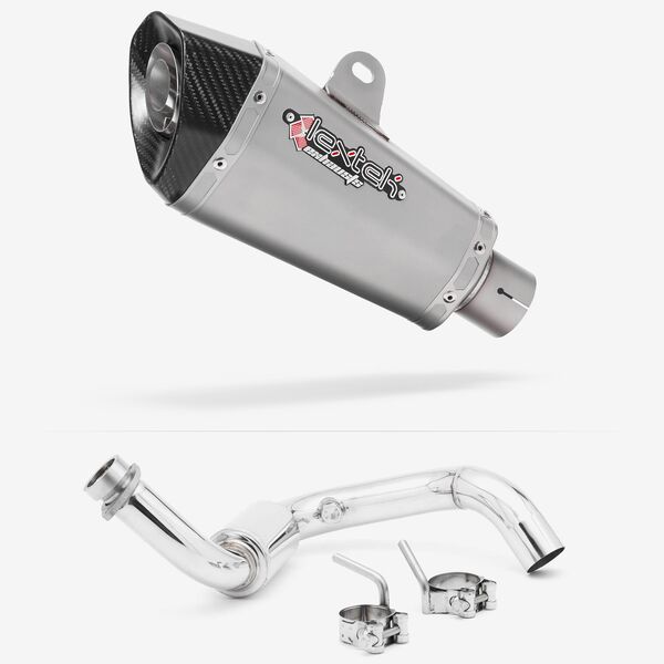 Lextek XP10 Matt S/Steel Exhaust System 210mm for BMW G310 R / GS (16-20)