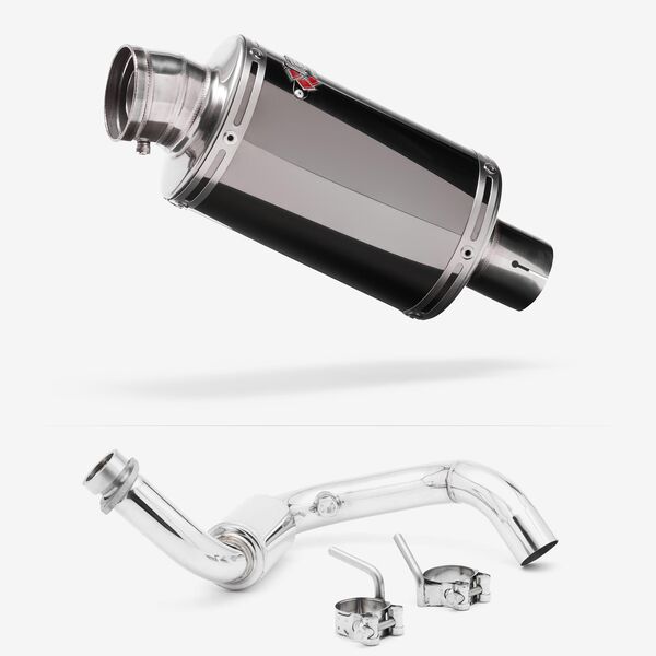 Lextek OP15 Dark Tint Stainless Exhaust System 200mm for BMW G310 R / GS (16-24)