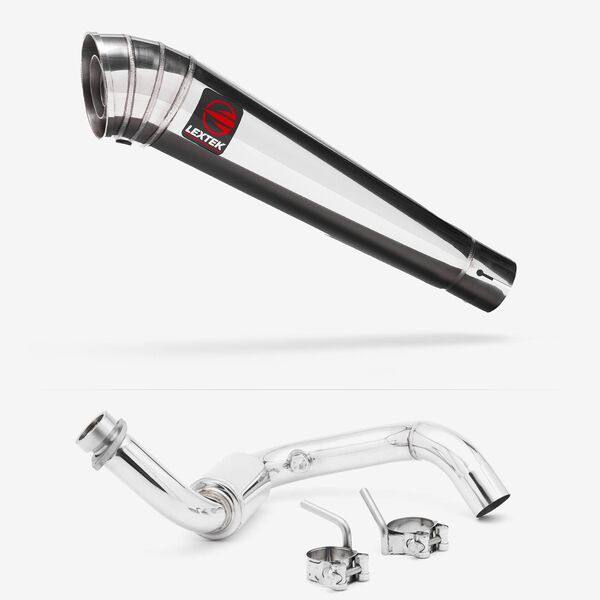 Lextek Polished Stainless Steel MP4 300mm Exhaust System for BMW G310 R / GS (16-24)