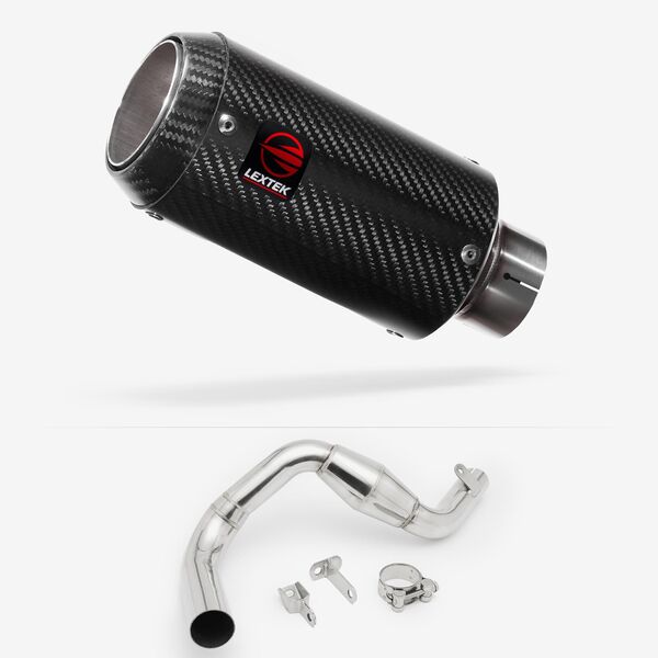 Lextek Carbon Fibre CP8C 150mm Exhaust with Link Pipe for KTM 390 Duke (13-16)