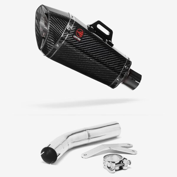 Lextek XP8C Carbon Fibre Exhaust 210mm Low Level with Link Pipe for Suzuki GSXR 600/750 (06-07)