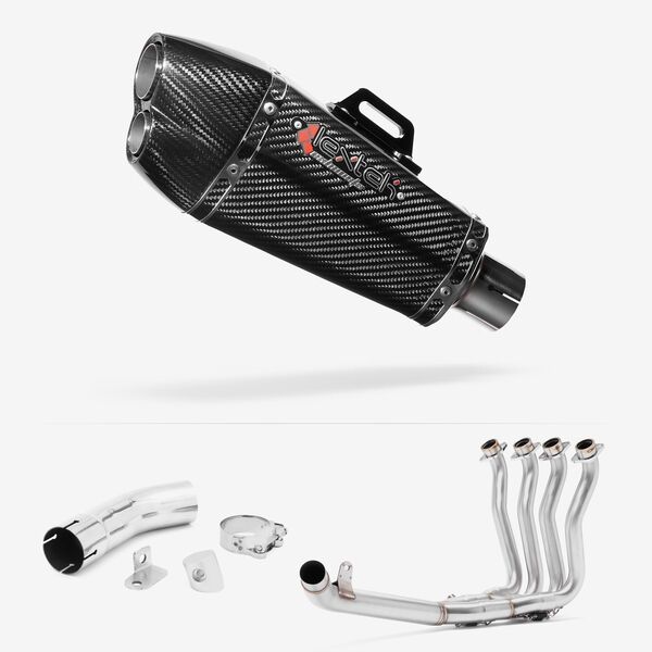 Lextek Carbon Fibre XP13C Exhaust 210mm with Link Pipe for Suzuki GSX-S 1000 F (15-20)