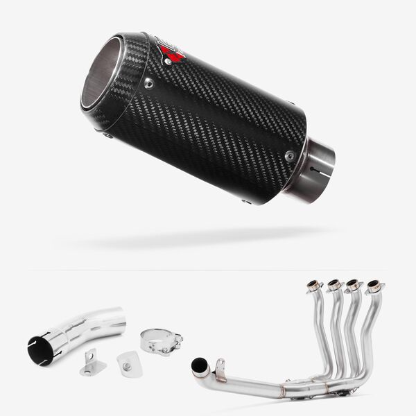 Lextek Carbon Fibre CP8C Exhaust 150mm with Link Pipe for Suzuki GSX-S 1000 F (15-20)