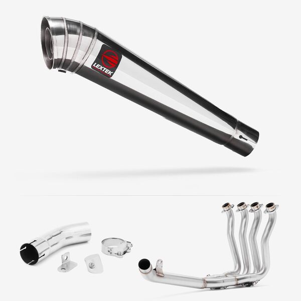 Lextek Stainless Steel MP4 Megaphone Exhaust 300mm with Link Pipe for Suzuki GSX-S 1000 F (15-20)