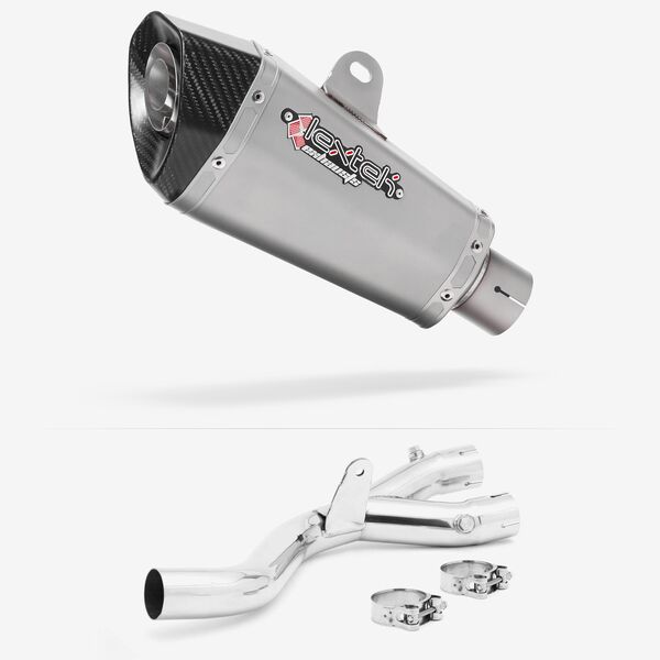 Lextek XP10 Matt S/Steel Exhaust 210mm with De-Cat Link Pipe for Yamaha MT-10 (16-)