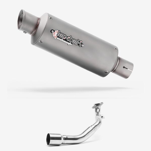 Lextek GP1 Matt S/Steel GP Stubby Exhaust System 240mm for Lexmoto Milano 125