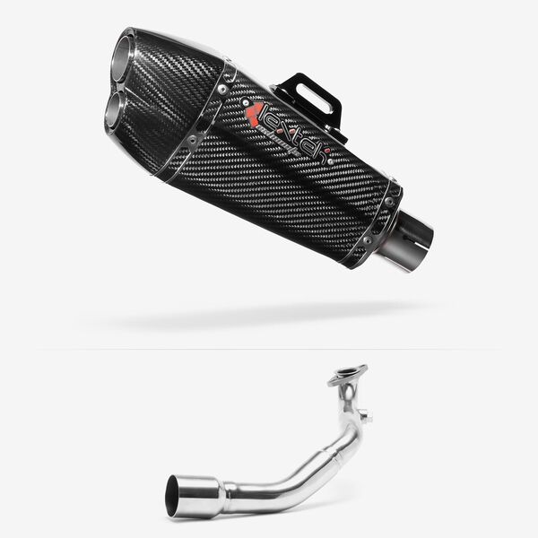 Lextek XP13C Carbon Fibre Exhaust System 210mm for Lexmoto Milano 125