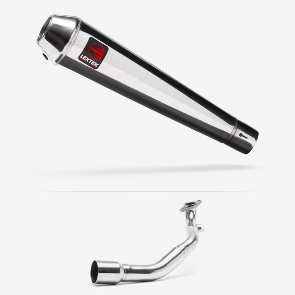 Lextek Polished Stainless Steel AC1 Classic Exhaust System 350mm for Lexmoto Milano 125