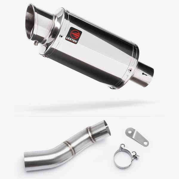 Lextek YP4 S/Steel Stubby Exhaust 200mm with Link Pipe for Triumph Street Triple 765 (17-23)