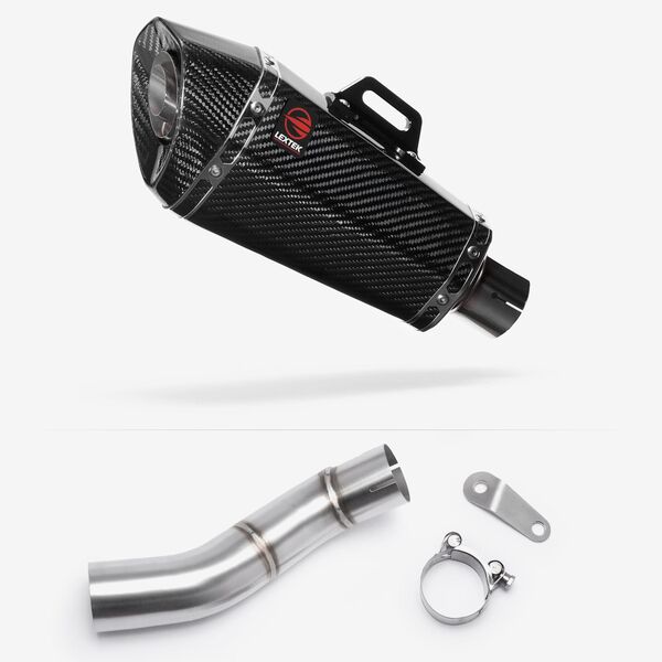 Lextek XP8C Carbon Fibre Exhaust 210mm with Link Pipe for Triumph Street Triple 765 (17-23)