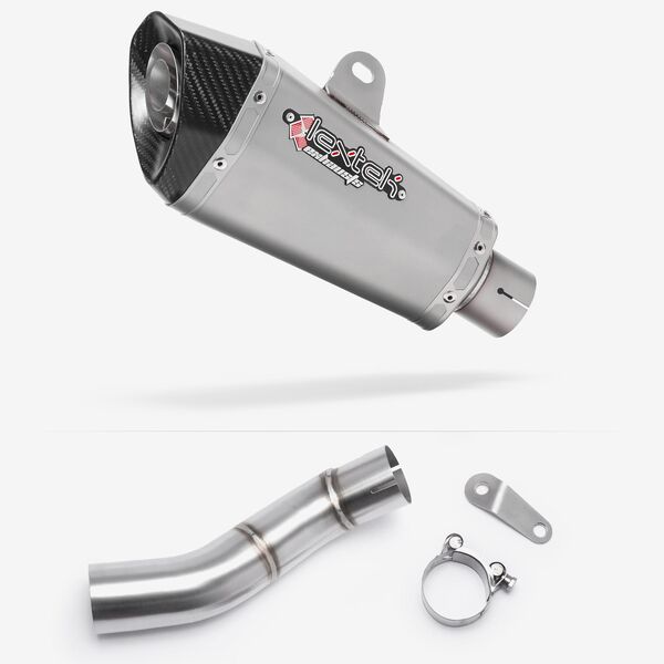 Lextek Stainless Steel XP10 Matt Exhaust 210mm with Link Pipe for Triumph Street Triple 765 (17-23)