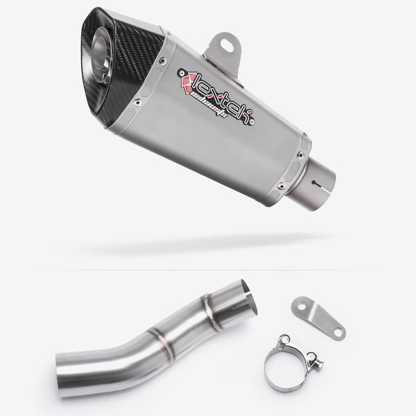 Lextek XP10 Matt S/Steel Exhaust 210mm with Link Pipe for Triumph Street Triple 765 (17-23)