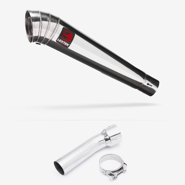 Lextek Polished Stainless Steel MP4 300mm Exhaust with Link Pipe for BMW R 1250 GS (18-19)