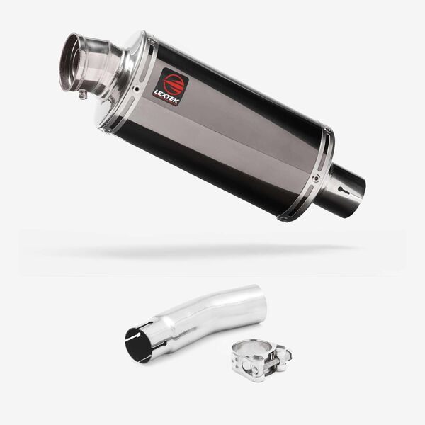 Lextek Smoked Stainless Steel OP16 250mm Exhaust with Link Pipe for SUZUKI SFV 650 Gladius (09-15)