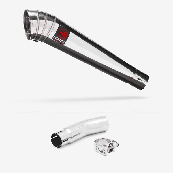 Lextek Stainless Steel MP4 Megaphone Exhaust 300mm with Link Pipe
