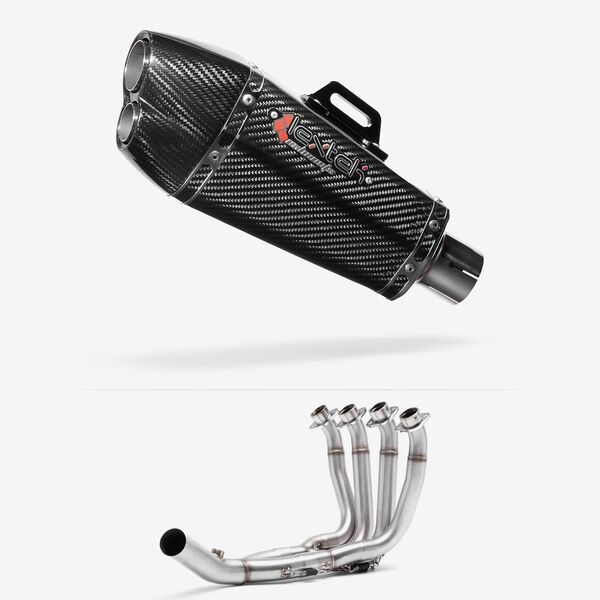 Lextek Carbon Fibre XP13C Exhaust System 210mm Low Level for Yamaha YZF R6 (17-22)