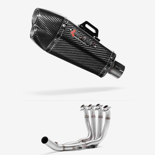 Lextek XP13C Carbon Fibre Exhaust System 210mm Low Level for Yamaha YZF R6 (17-22)