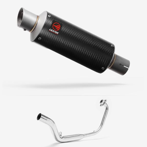 Lextek Carbon Fibre GP8C GP Stubby Exhaust System 240mm for Honda CB125 R (18-20)