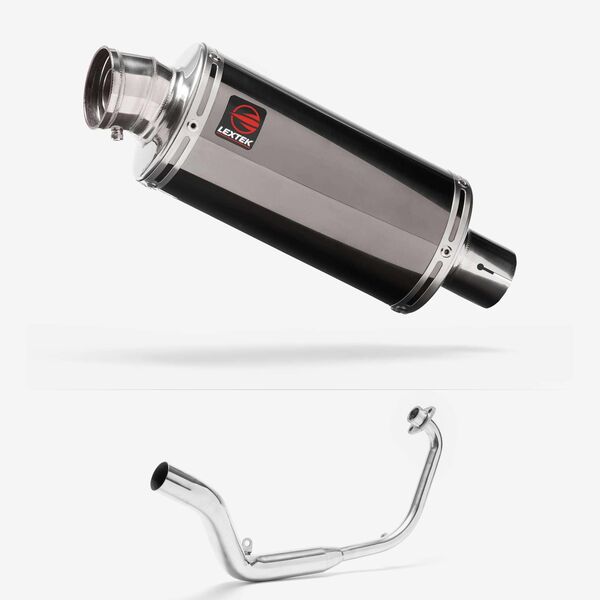 Lextek Dark Tint Stainless Steel OP16 Full Exhaust System 250mm for Honda CB125 R (18-20)