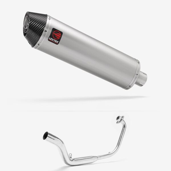 Lextek Brushed Stainless Steel RP1 400mm Exhaust System for Honda CB125 R (18-20)
