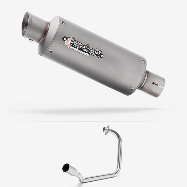 Lextek GP1 Matt S/Steel GP Stubby Exhaust System 240mm for Honda CB125F/GLR125 (15-22)