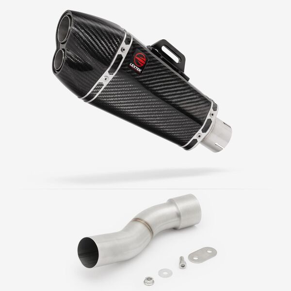 Lextek Carbon Fibre XP13C 210mm Exhaust with Link Pipe for Ducati Monster 821/1200 (14-21)