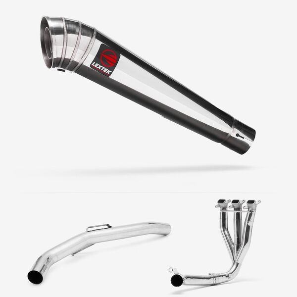 Lextek Polished Stainless Steel MP4 300mm Exhaust System for Triumph Explorer 1200 (12-21)