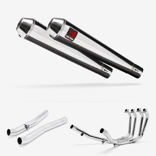 Lextek Polished Stainless Steel AC1 Classic Exhaust System 350mm for Suzuki GSX 1400 (01-04)