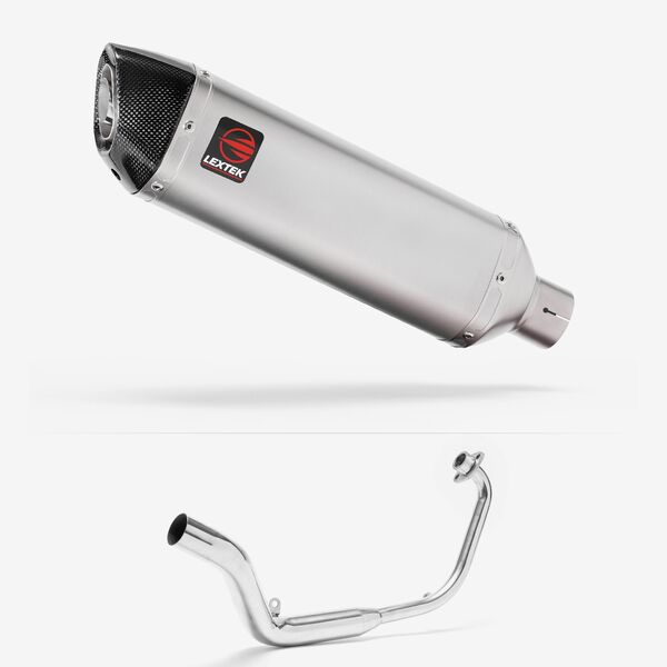 Lextek VP1 Matt S/Steel Exhaust System 300mm for Honda CB125 R (18-22)