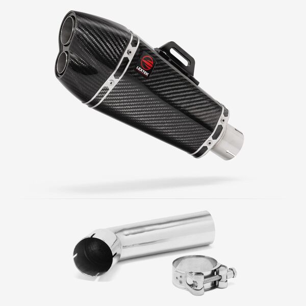 Lextek Carbon Fibre XP13C 210mm Exhaust with Link Pipe for Suzuki DL1000 V-Strom (14-19)