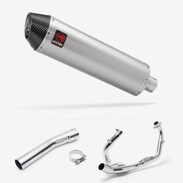 Lextek Brushed Stainless Steel RP1 400mm Exhaust System for Suzuki SV650 (03-15)