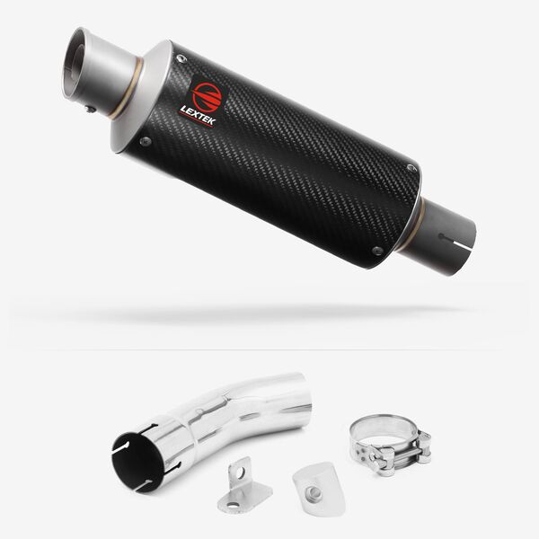 Lextek Carbon Fibre GP8C GP Stubby Exhaust 240mm with Link Pipe for Suzuki GSX-S 1000 (15-20)