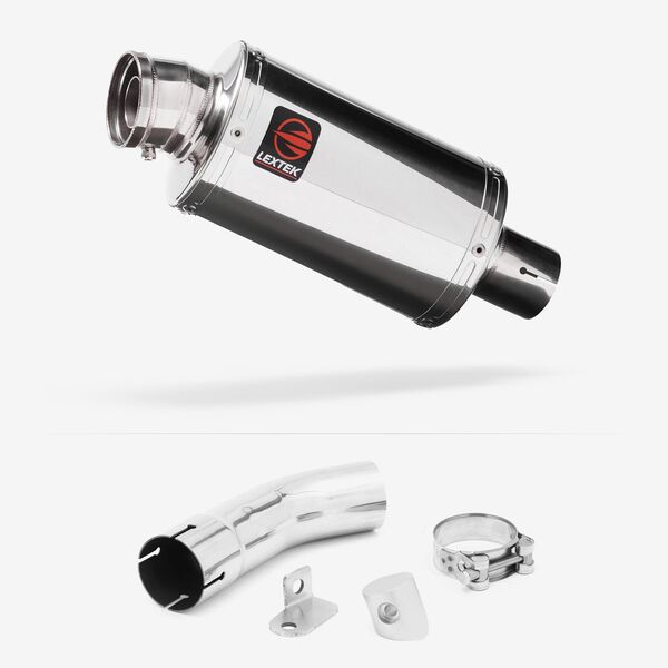 Lextek Stainless Steel OP4 Polished Exhaust 200mm with Link Pipe for Suzuki GSX-S 1000 (15-20)